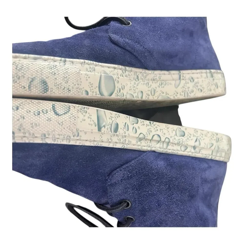 Rare Del Toro Blue Suede Boots Water Drop Sole Italy Luxury Chukka Mens Size 8